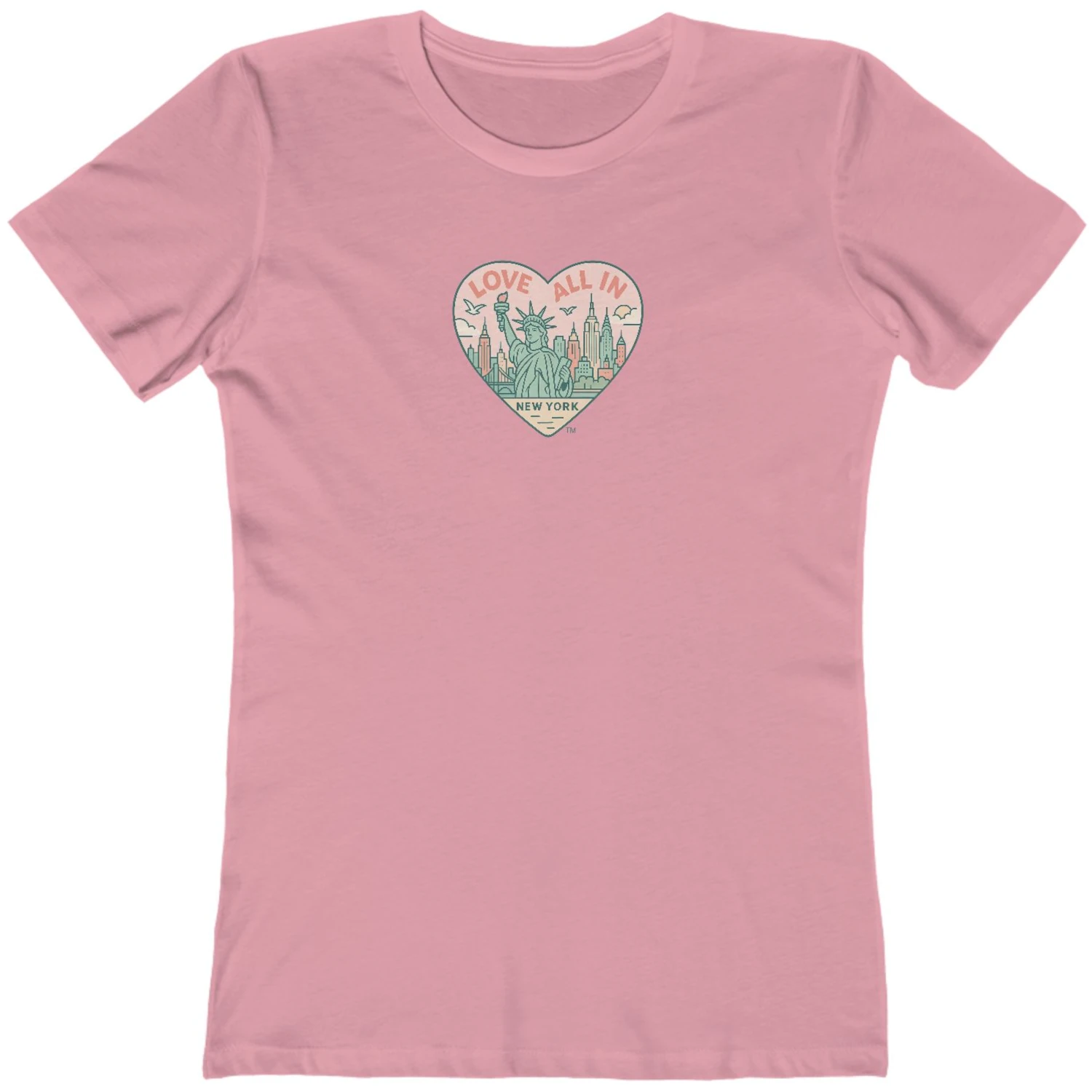 Love All In™ New York, Heart, Women’s Luxury Graphic Tee T-Shirt, Boyfriend, Design 2 - Image 10