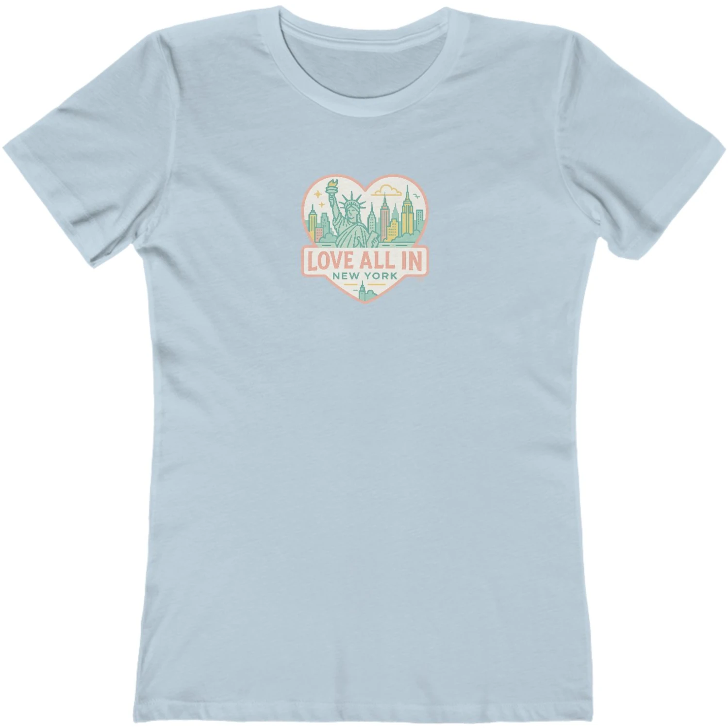 Love All In™ New York, Heart, Luxury Women’s Graphic Tee T-Shirt, Boyfriend, Design 4 - Image 7