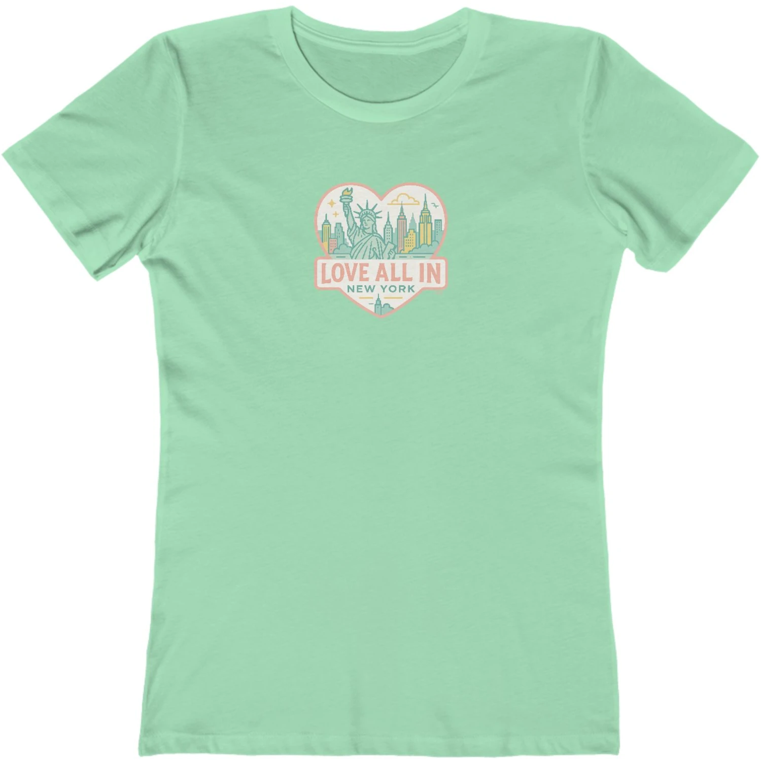 Love All In™ New York, Heart, Luxury Women’s Graphic Tee T-Shirt, Boyfriend, Design 4 - Image 9