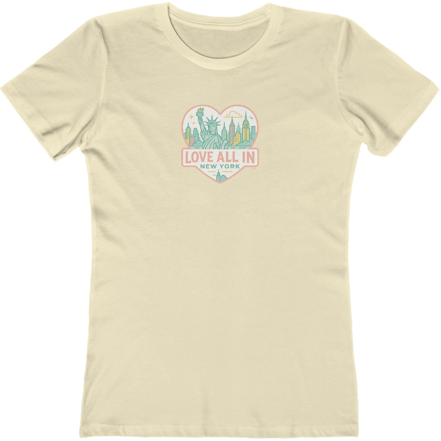Love All In™ New York, Heart, Luxury Women’s Graphic Tee T-Shirt, Boyfriend, Design 4 - Image 8