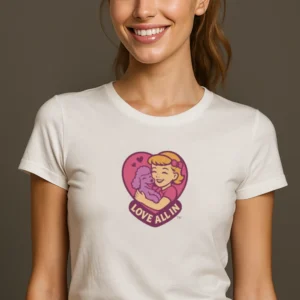 Love All In™, Puppy Love, Women's Luxury Graphic Tee T-Shirt, Boyfriend, Design 2