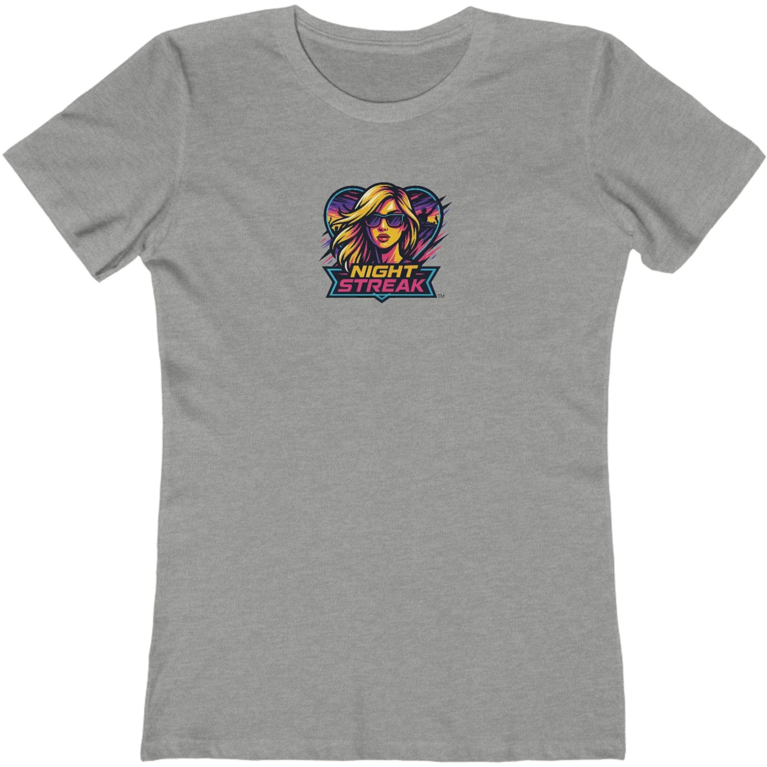 Night Streak™, New Wave, Heart, Women's Luxury Graphic Tee T-Shirt, Boyfriend, Design 1 - Image 11
