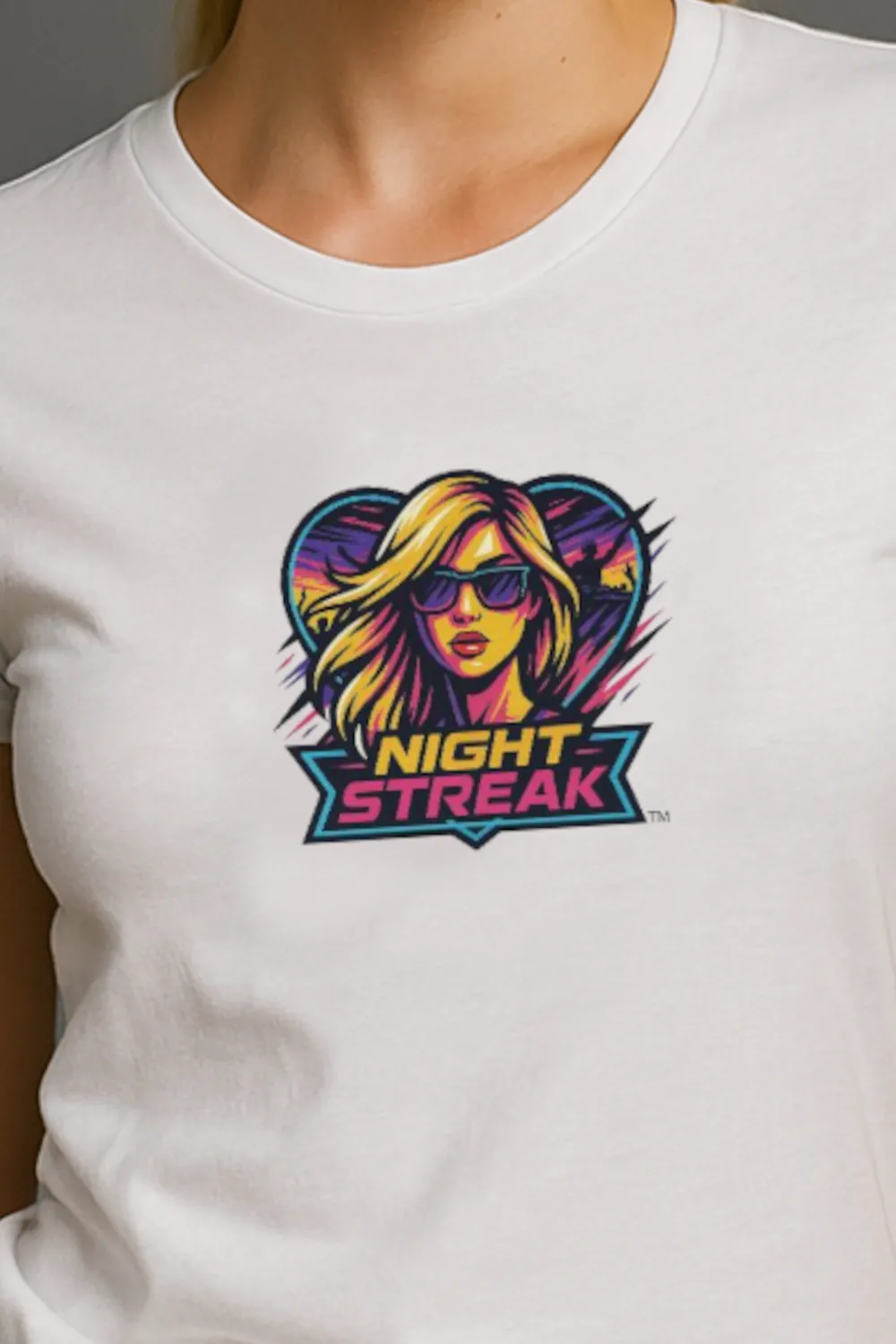 Night Streak™, New Wave, Heart, Women's Luxury Graphic Tee T-Shirt, Boyfriend, Design 1 - Image 8