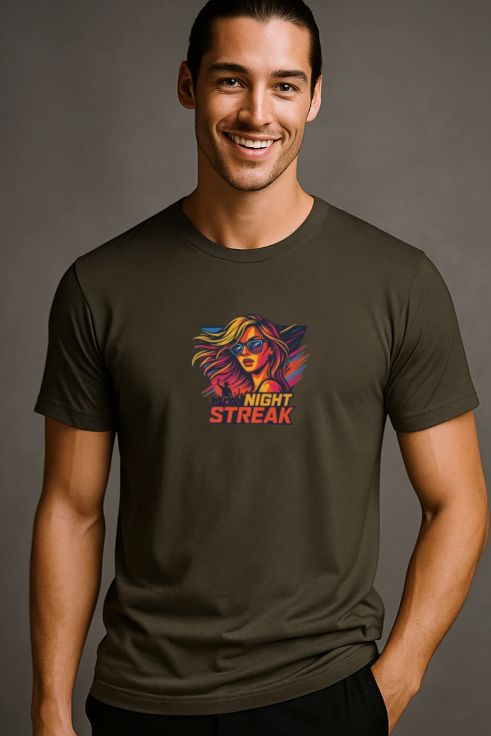 Night Streak™, New Wave, Unisex Men's Jersey Luxury Graphic Tee T-Shirt, Design 2 - Image 4