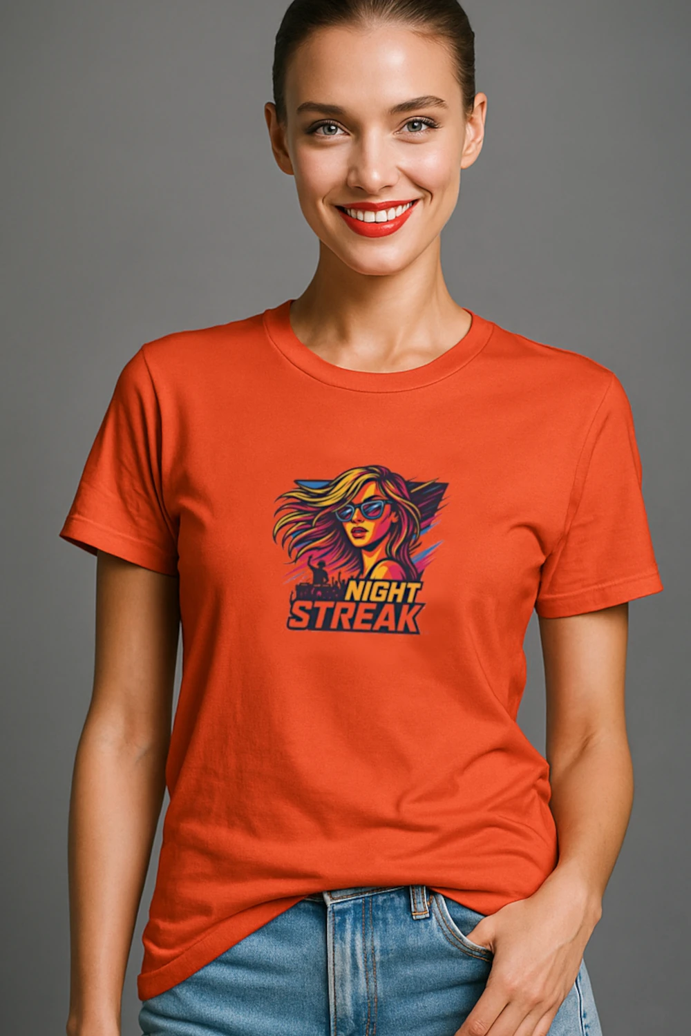 Night Streak™, New Wave, Unisex Women's Jersey Luxury Graphic Tee T-Shirt, Design 2 - Image 2
