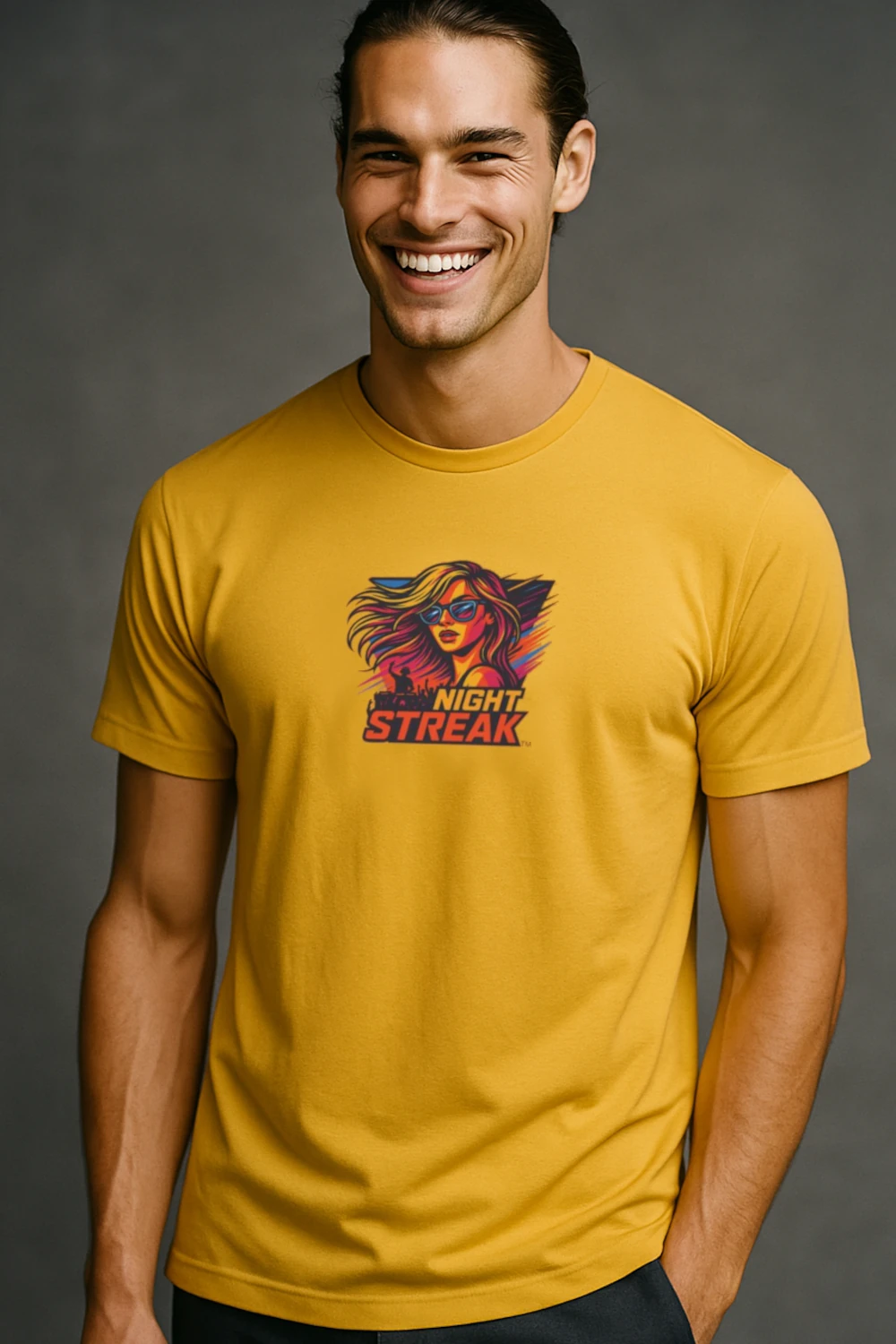 Night Streak™, New Wave, Unisex Men's Jersey Luxury Graphic Tee T-Shirt, Design 2 - Image 3