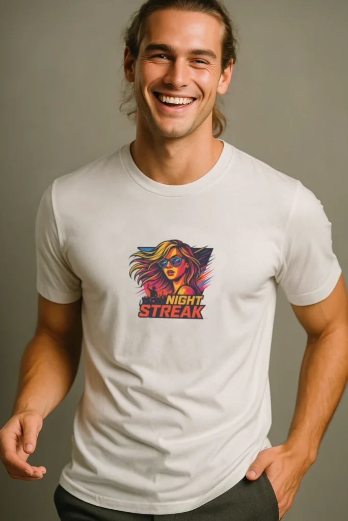 Night Streak™, New Wave, Unisex Men's Jersey Luxury Graphic Tee T-Shirt, Design 2