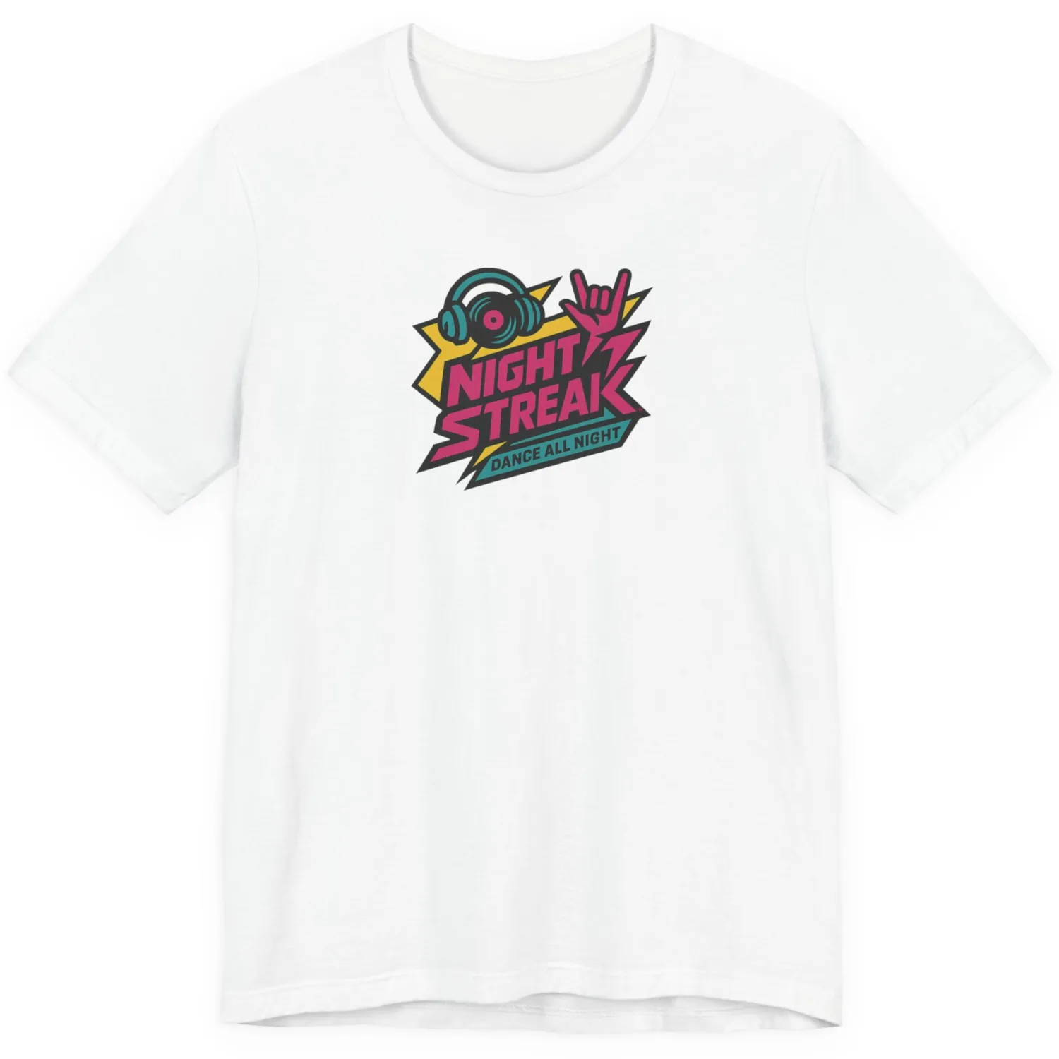 Night Streak™, 80's Retro, Luxury Unisex Jersey Women’s Graphic Tee T-Shirt, Design 2 - Image 7