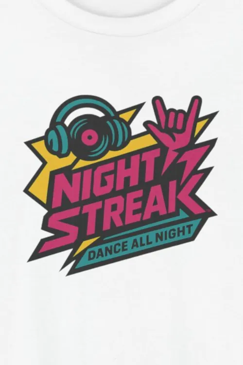 Night Streak™ Dance All Night, Luxury Unisex Men's Graphic Tee T-Shirt, Jersey, Retro, Design 2 - Image 5