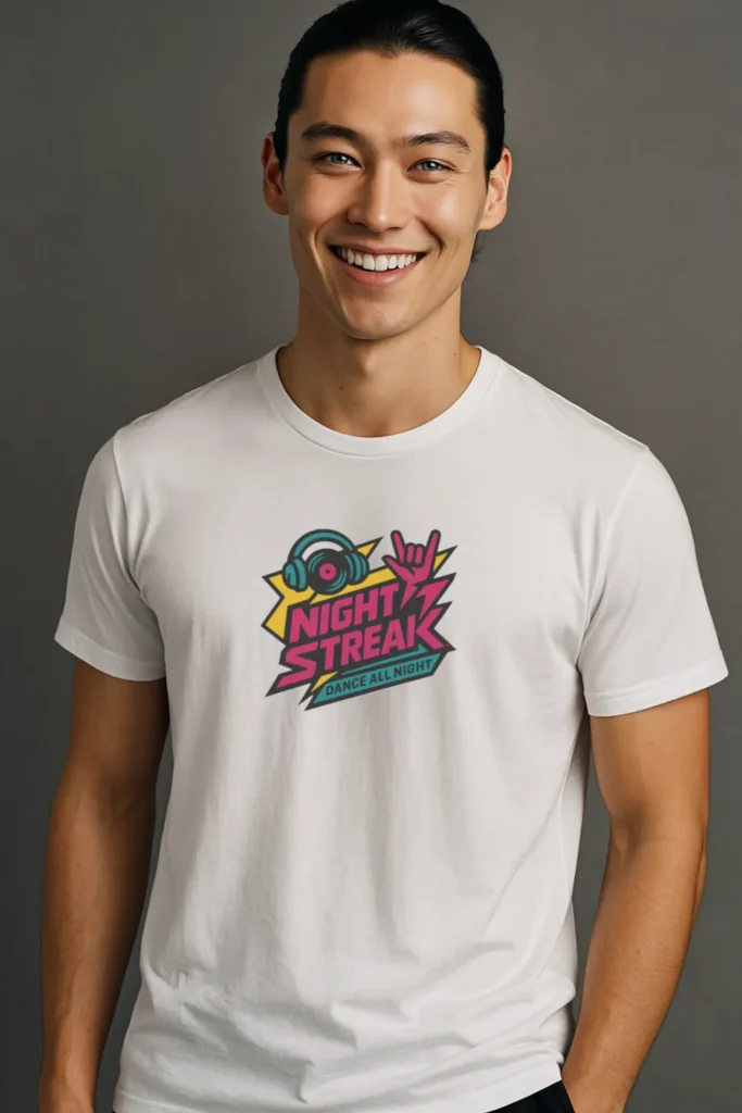 Night Streak™ Dance All Night, Luxury Unisex Men's Graphic Tee T-Shirt, Jersey, Retro, Design 2