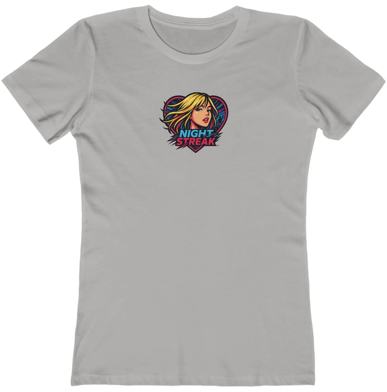 Night Streak™, Heart, Anime, Luxury Women’s Graphic Tee T-Shirt, Boyfriend, Design 2 - Image 11