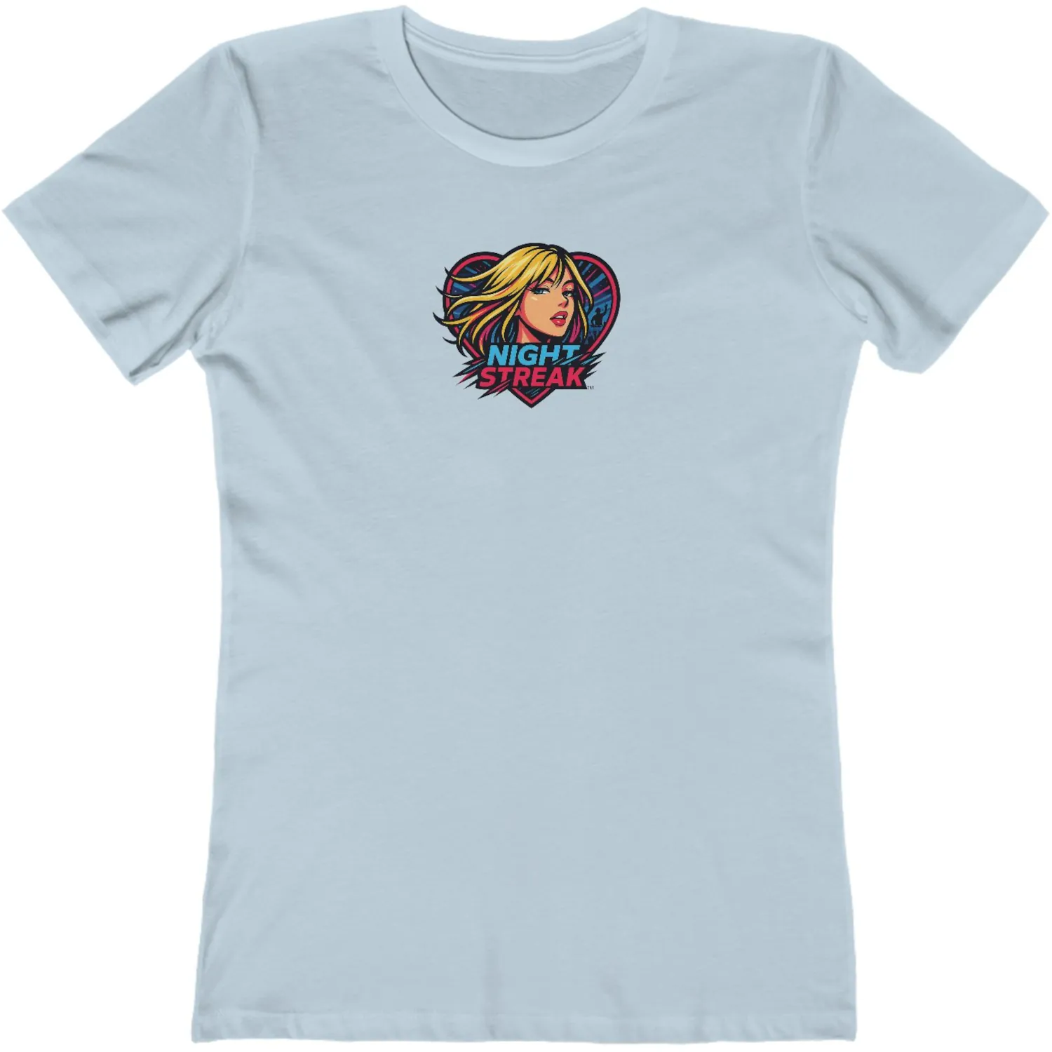 Night Streak™, Heart, Anime, Luxury Women’s Graphic Tee T-Shirt, Boyfriend, Design 2 - Image 8