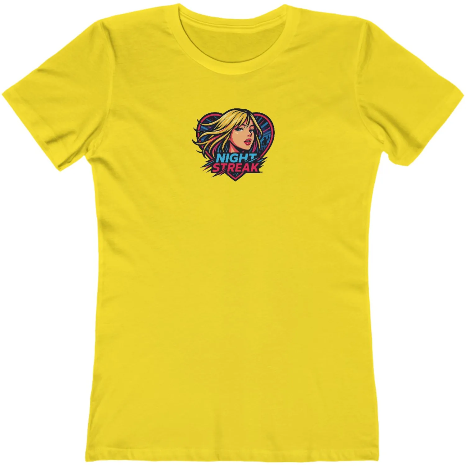 Night Streak™, Heart, Anime, Luxury Women’s Graphic Tee T-Shirt, Boyfriend, Design 2 - Image 6