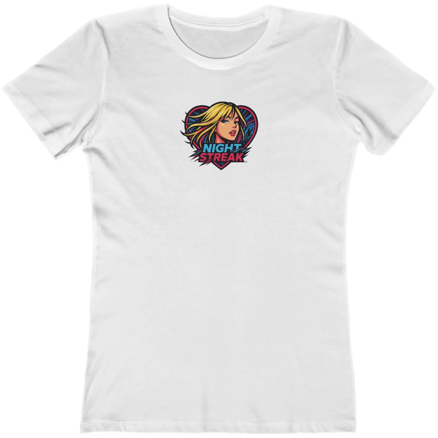 Night Streak™, Heart, Anime, Luxury Women’s Graphic Tee T-Shirt, Boyfriend, Design 2 - Image 10