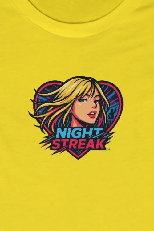 Night Streak™, Heart, Anime, Luxury Women’s Graphic Tee T-Shirt, Boyfriend, Design 2 - Image 7