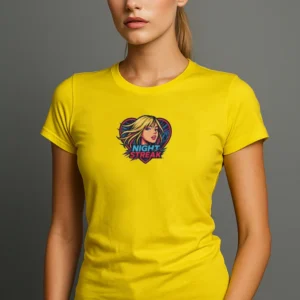 Night Streak™, Heart, Anime, Luxury Women’s Graphic Tee T-Shirt, Boyfriend, Design 2