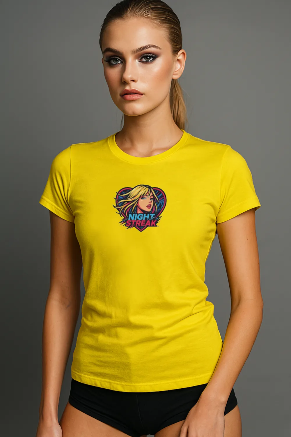 Night Streak™, Heart, Anime, Luxury Women’s Graphic Tee T-Shirt, Boyfriend, Design 2