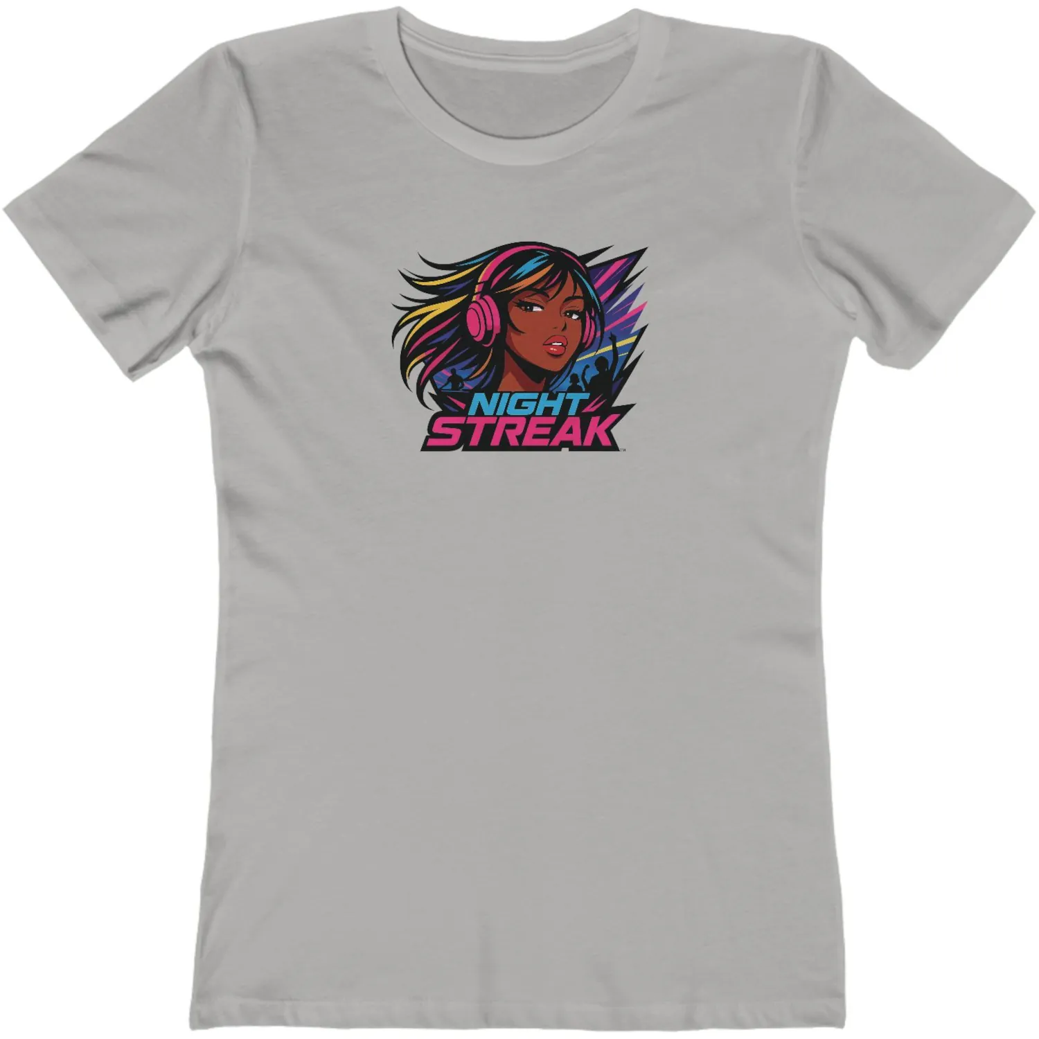 Night Streak™, Heart, Anime, Luxury Women’s Graphic Tee T-Shirt, Boyfriend, Design 3 - Image 4