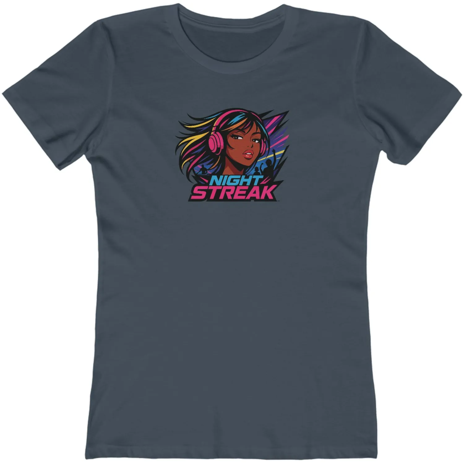 Night Streak™, Heart, Anime, Luxury Women’s Graphic Tee T-Shirt, Boyfriend, Design 3 - Image 6