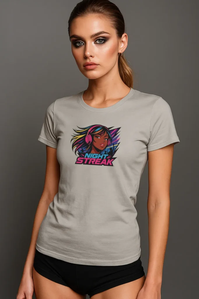Night Streak™, Heart, Anime, Luxury Women’s Graphic Tee T-Shirt, Boyfriend, Design 3
