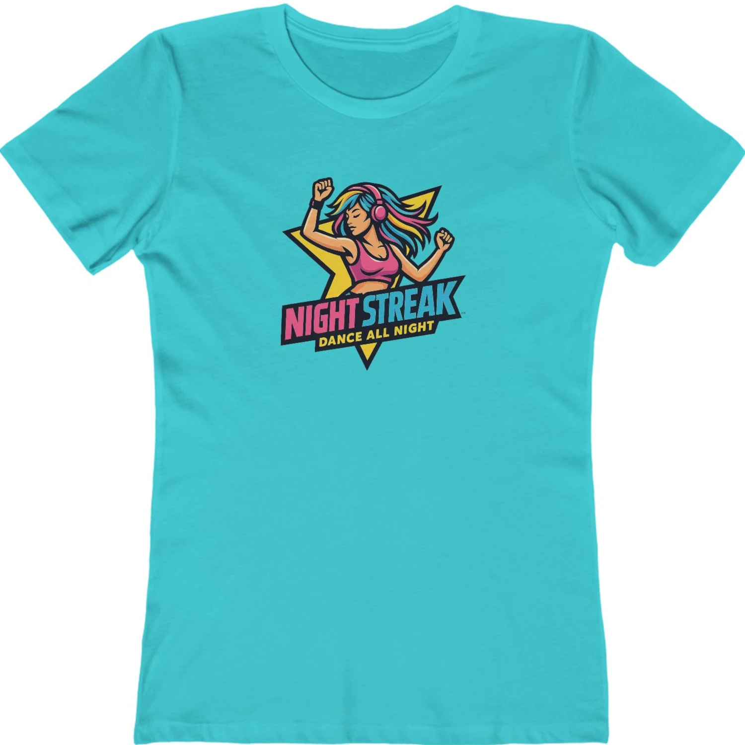Night Streak™ Dance All Night, Women's Luxury Graphic Tee T-Shirt, Boyfriend, Design 1 - Image 5