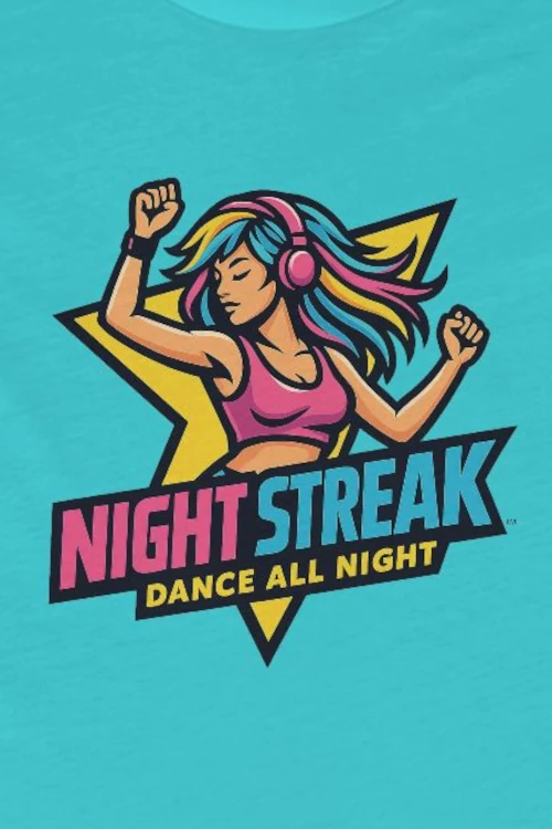 Night Streak™ Dance All Night, Women's Luxury Graphic Tee T-Shirt, Boyfriend, Design 1 - Image 6