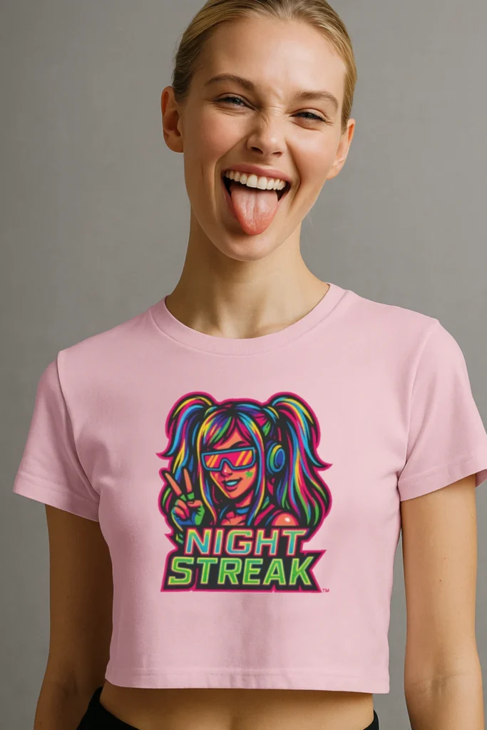 Night Streak™ Cyber Punk, Women's Luxury Graphic Baby Top, Design 1