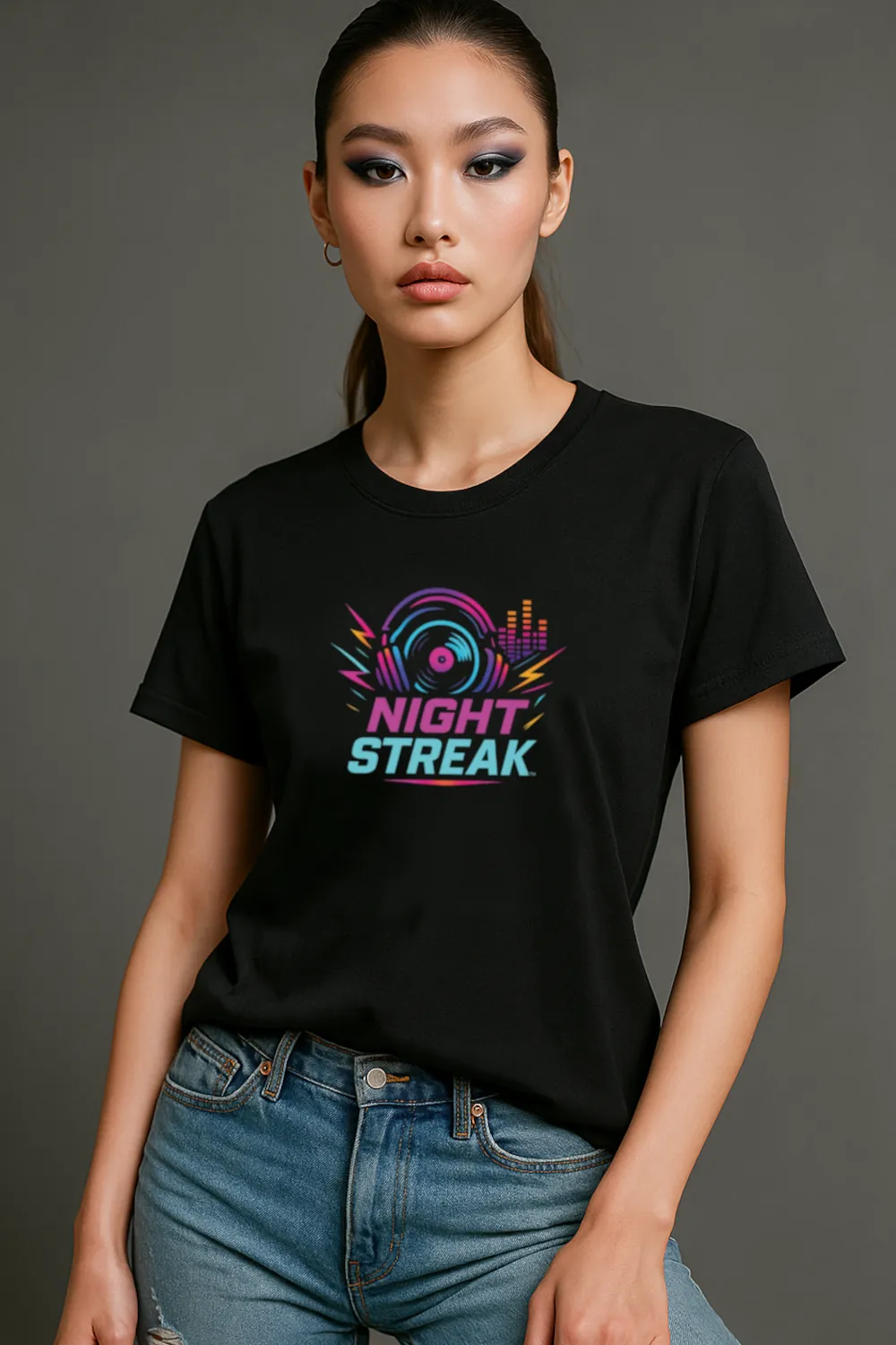 Night Streak™ Logo, Luxury Unisex Jersey Women’s Graphic Tee T-Shirt, Design 1