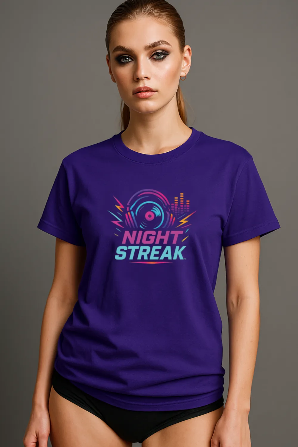 Night Streak™ Logo, Luxury Unisex Jersey Women’s Graphic Tee T-Shirt, Design 1 - Image 2